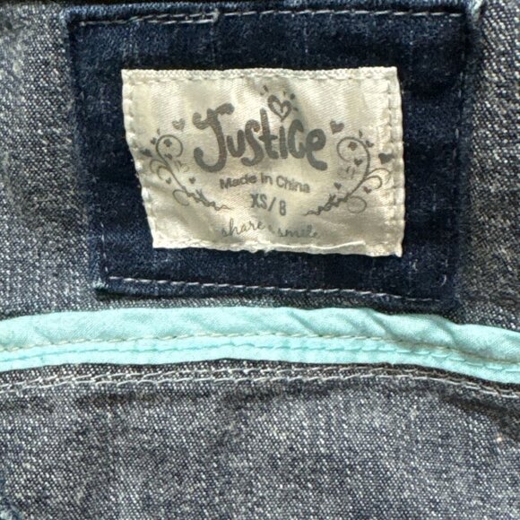 Justice Girls Distressed Denim Blue Vest 8 Button Front Comfortable 98% Cotton - Picture 6 of 6